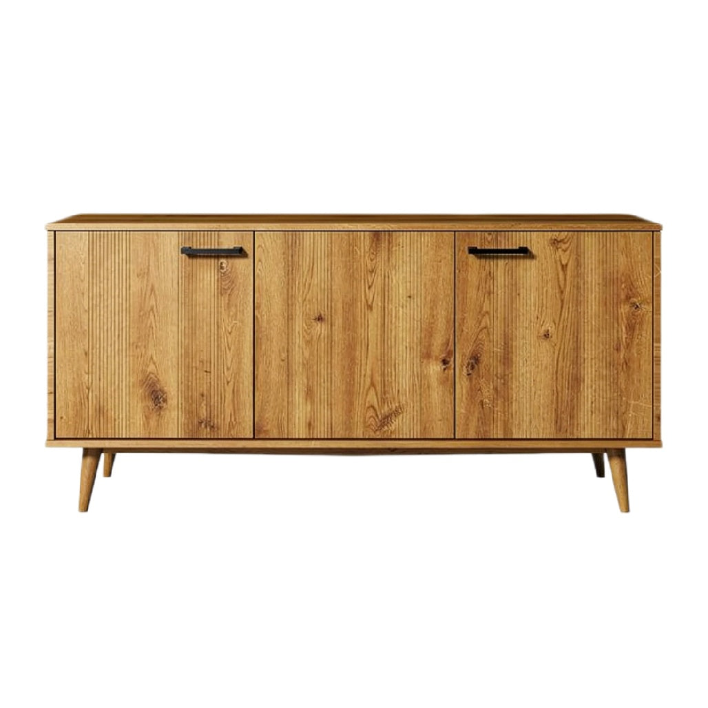 Luxe houten dressoir met drie deuren en moderne poten