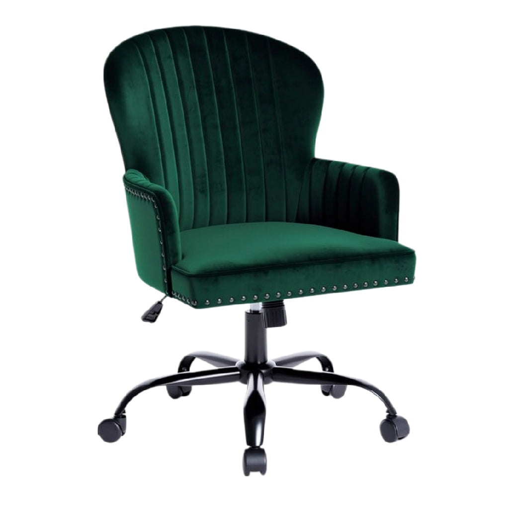 Elegante Groene Velvet Bureaustoel met Verstelbare Basis